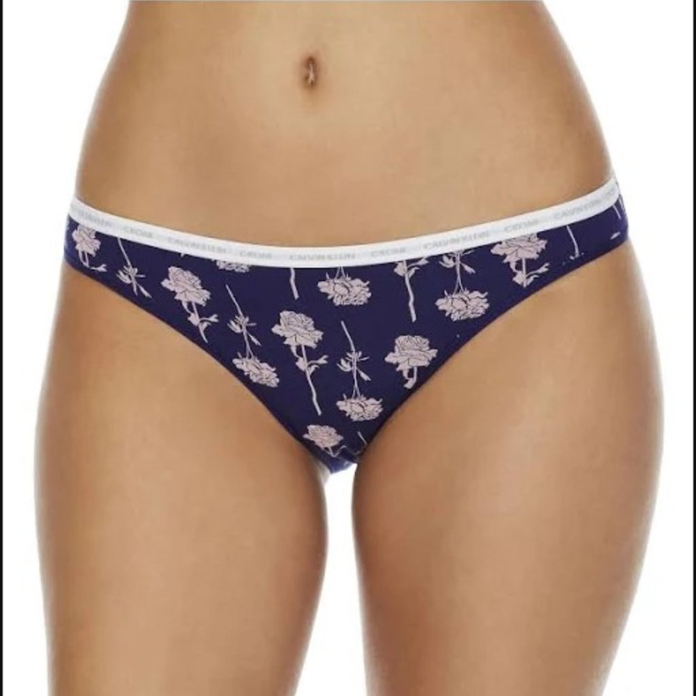 NWT Calvin Klein CK ONE Rose Pattern Bikini Panty L MSRP $15